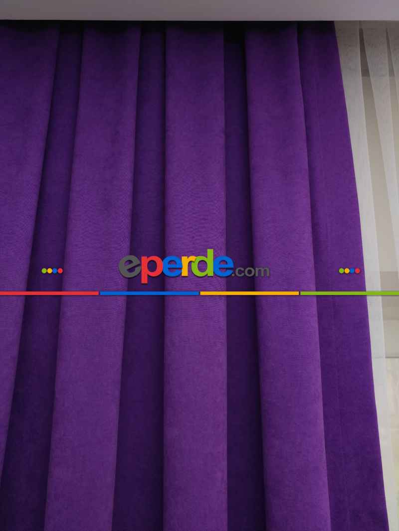 Mor Düz Fon Perde - Mor