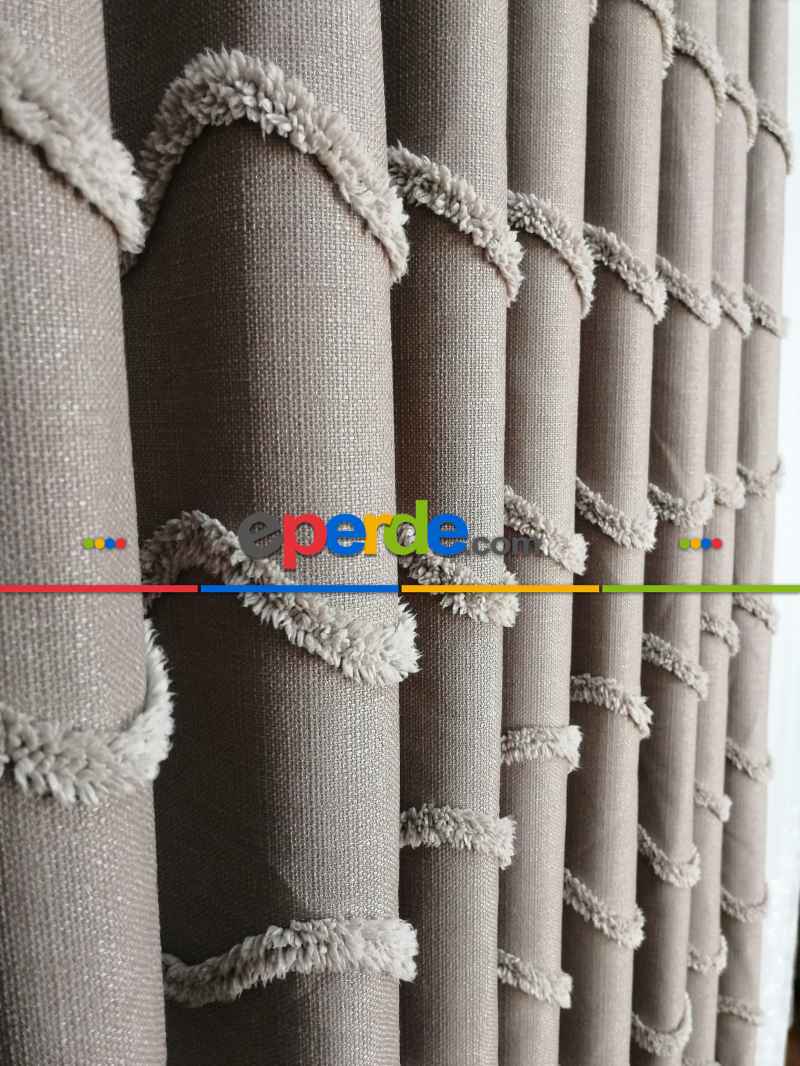 Sultan Desenli Keten Fon Perde - Antrasit