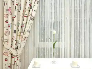Mutfak Perdesi Kanat Fon Perde Desenli Özel- Kırmızı