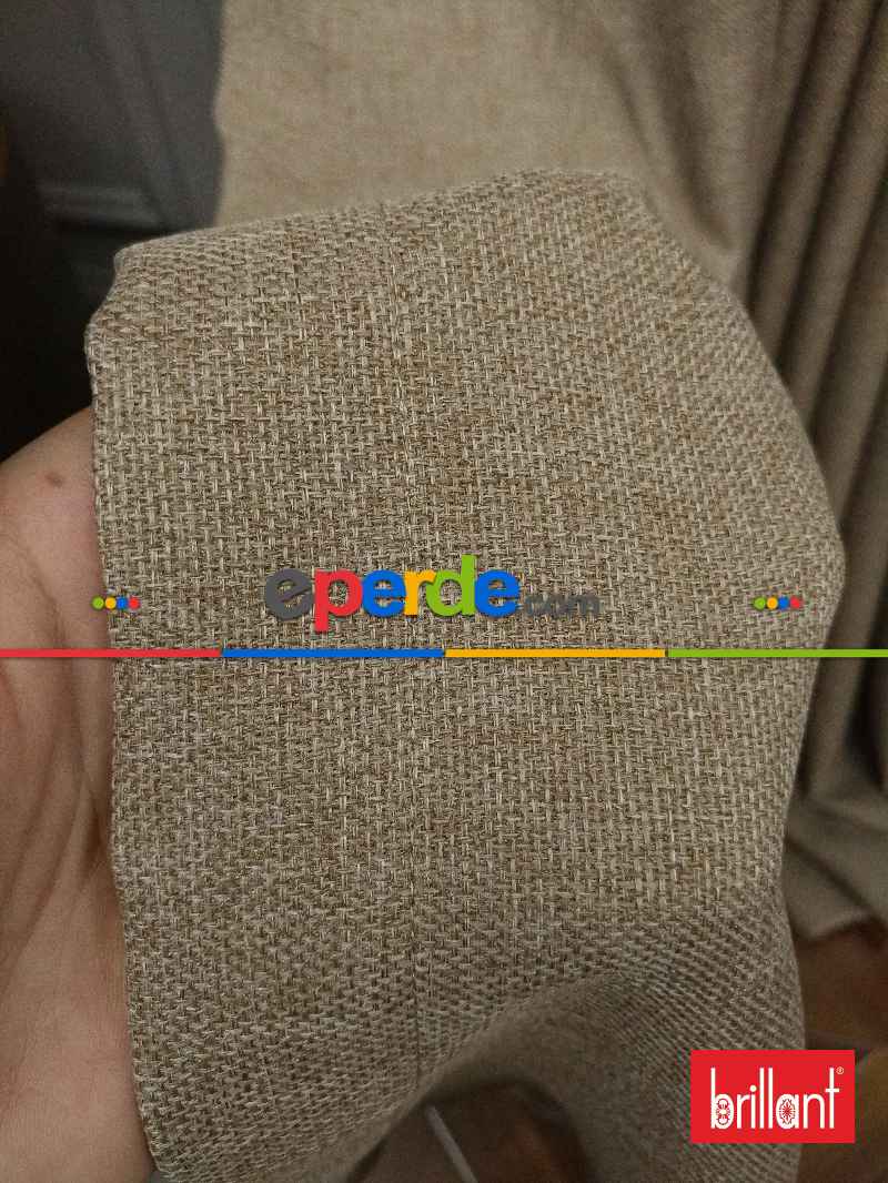Brillant Keten Açık Camel Neskafe Renk Düz Fon Perde - Açık Camel