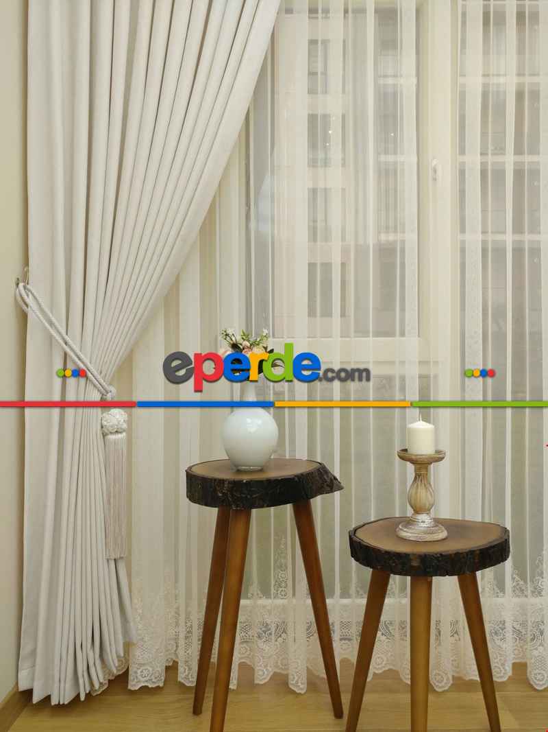 Oturma Odası - Krem - Düz Fon Perde 801