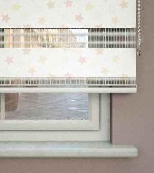 Yıldız Desenli Baskılı Zebra Perde- Çok Renkli