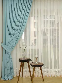 Mint Yeşili - Düz Fon Perde ( Dökümlü Fon Perde)- Kırmızı Koyu