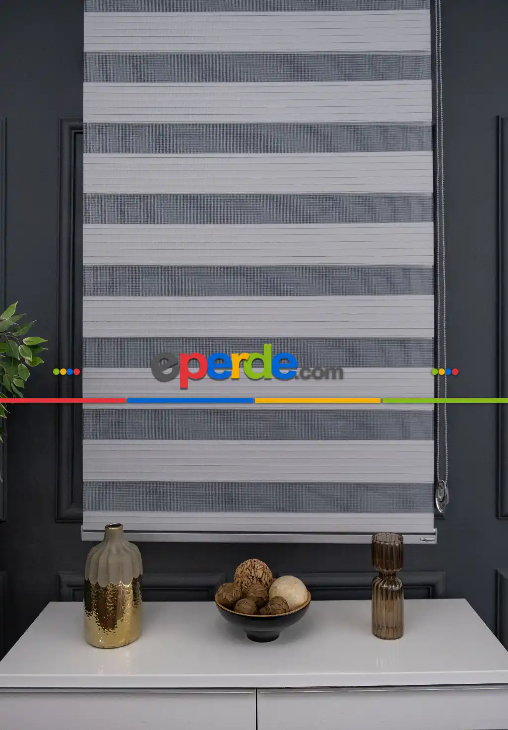 Antrasit Rengi Yüksek Kalite Pliseli Zebra