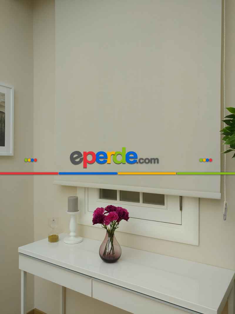 Oturma Odası Stor Perde - Stor Perde Sun Screen (pvc Kaplama) Kalın Dokulu- Krem Koyu