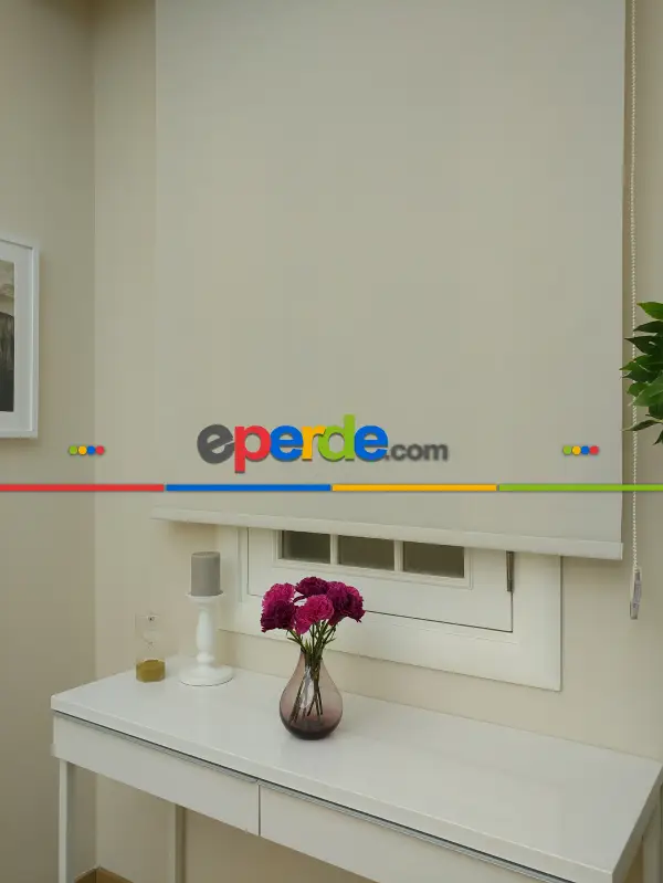 Salon Stor Perde - Stor Perde Sun Screen (pvc Kaplama) Kalın Dokulu- Krem Koyu