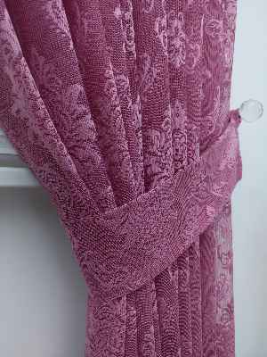 Tül Fon Perde- Gül Kurusu Damask Desenli- Gül Kurusu