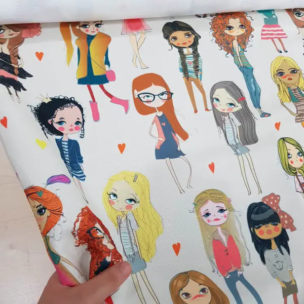 Popart Kız Desenli Fon Perde Evm1061 Kumaşı Kalındır Duck Bezi Değildir- Siyah-Beyaz-Pembe