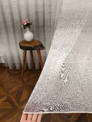 Salon Keten Tül - Keten Dokulu Degrade Renk Geçişli Tül - Ütü İstemez- Gri-Füme-Antrasit-Ekru