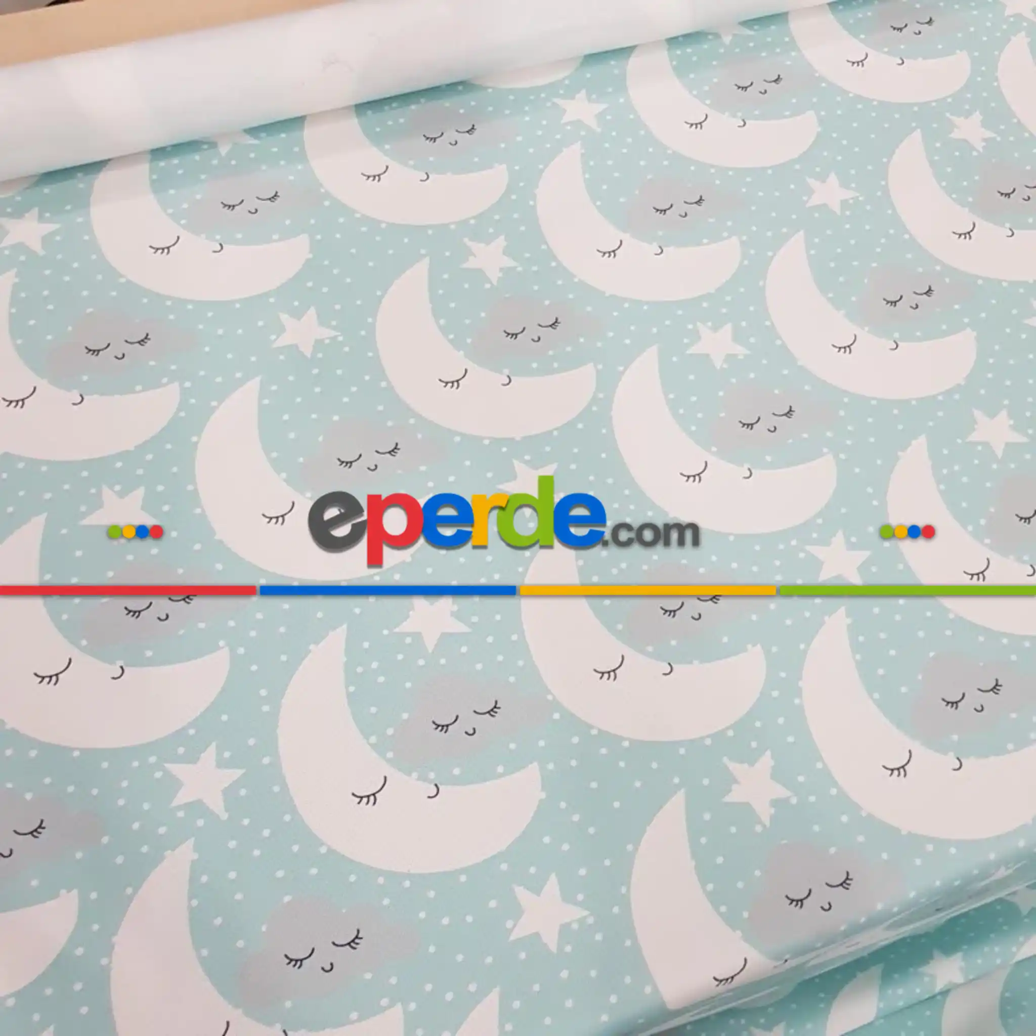 Çocuk Odası Fon Perde K443c - Kumaşı Kalındır Duck Bezi Değildir.- Mavi-Beyaz-Mavi Açık-Çok Renkli