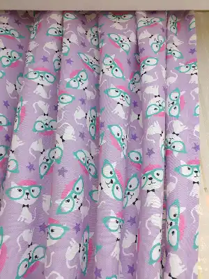 Kız Bebek & Çocuk Odası Fenomen Kedi Fon Perde Modelleri- Pembe-Lila-Mint