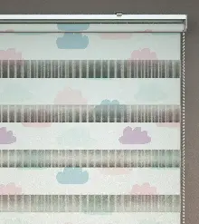 Bulut Desenli Baskılı Zebra Perde- Çok Renkli