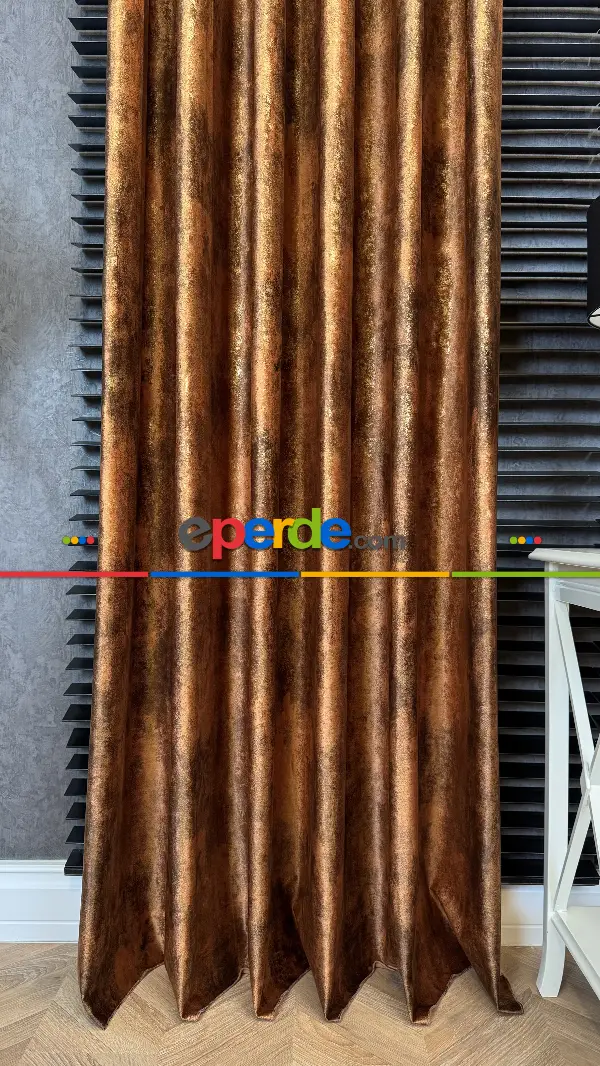 Premium İthal Kadife Altın Detaylı Fon Perde