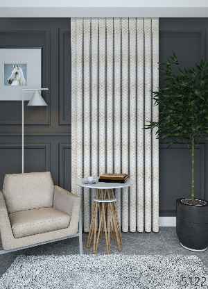 Dökümlü Kumaştan Geniş En Bej Renk Çizgili Çiçek Desenli Fon Perde 1. Kalite