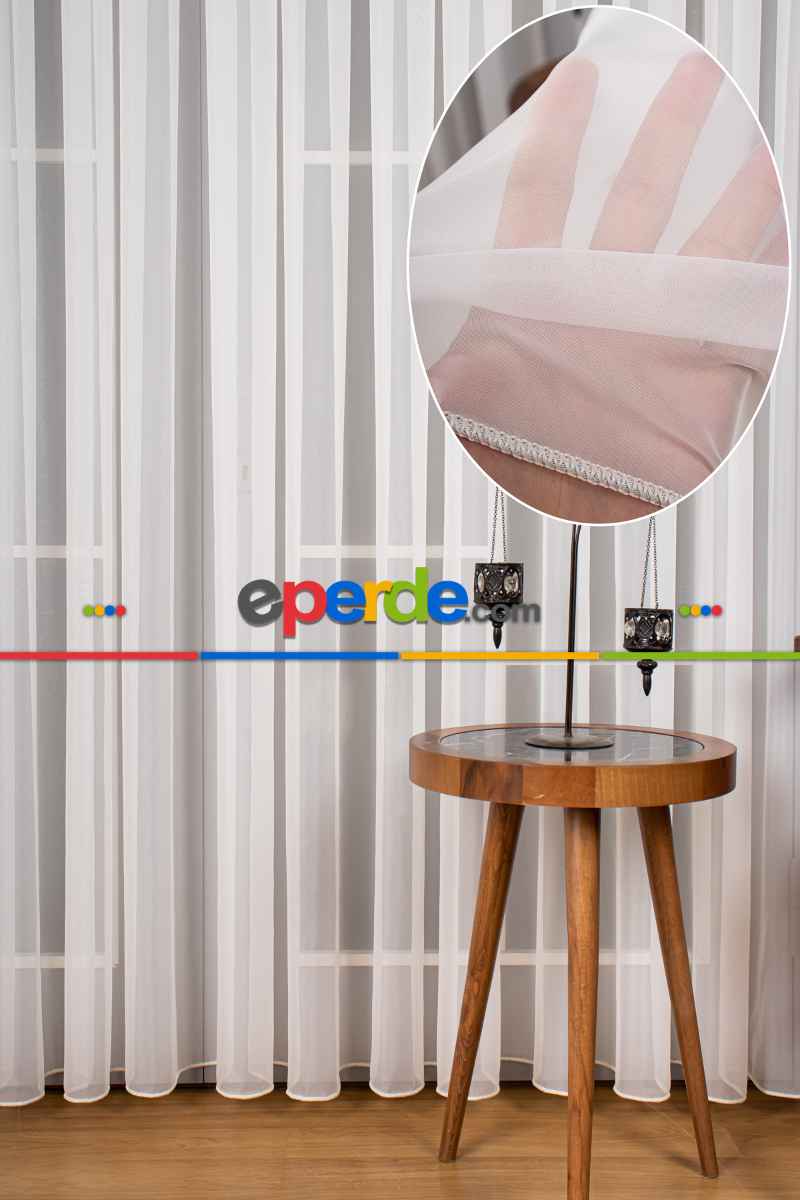 Yatak Odası - Zümrüt Düz Tül Perde (ekru Renk)- Ekru