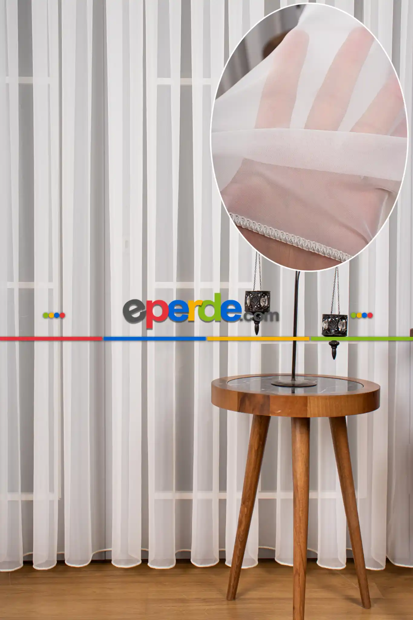 Zümrüt Düz Tül Perde (ekru Renk)- Ekru - Kurşunlu Tül