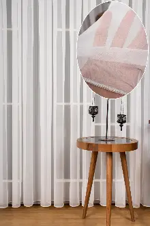 Zümrüt Düz Tül Perde (ekru Renk)- Ekru - Kurşunlu Tül