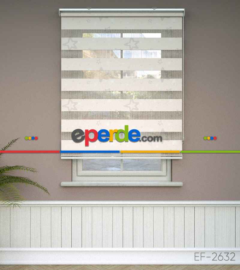 Yıldız Desenli Baskılı Zebra Perde- Çok Renkli