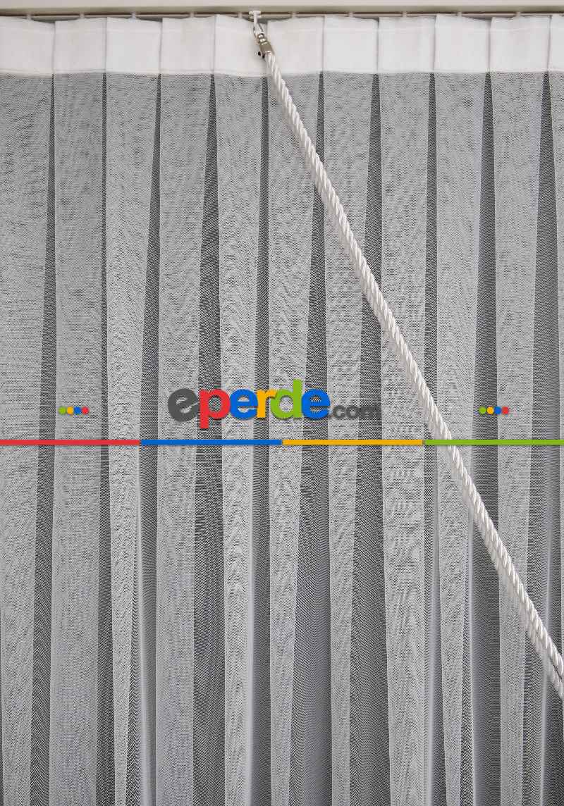 Salon Tül - Grek Yalancı Kruvaze - Tülden Fon - Halat İle Yana Toplamalı Tül - Aksesuar İlave Ücretlidir - Çift Veya Tek Kanat - Kurşunlu Tül