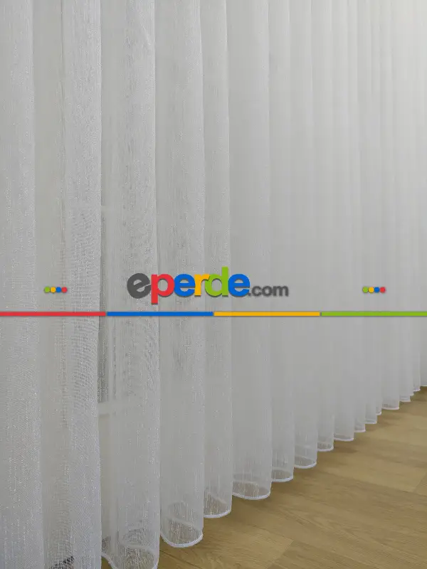 Salon Tül Perde - Ekru Şantuk Düz Tül Perde Üreticiden Satış- Ekru