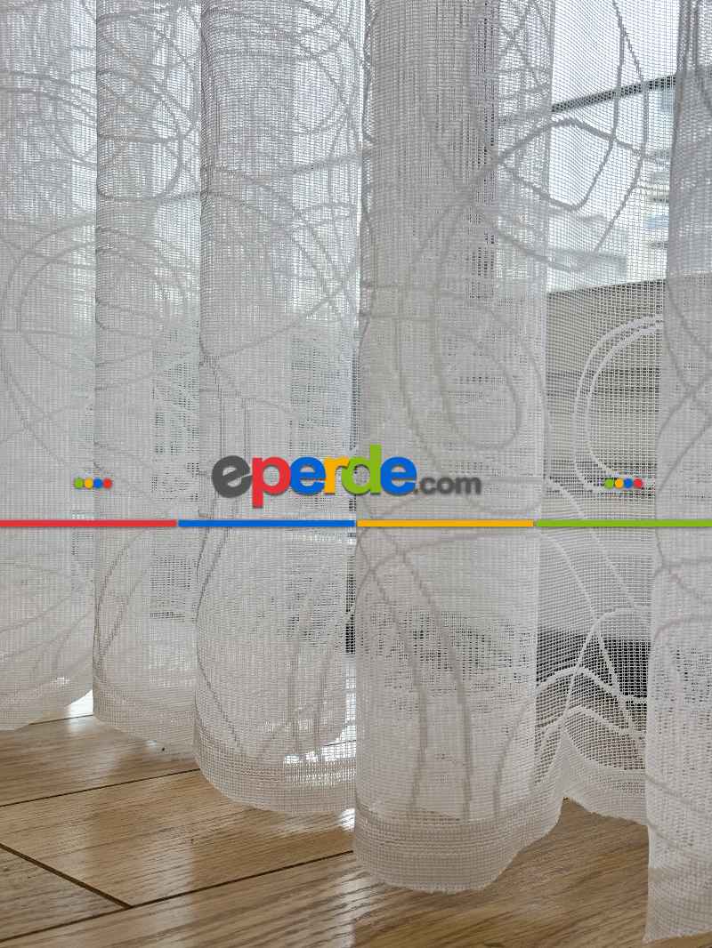 Desenli Fransız Dantel Örme Tül Perde, Desenli Ütü İstemeyen Tül