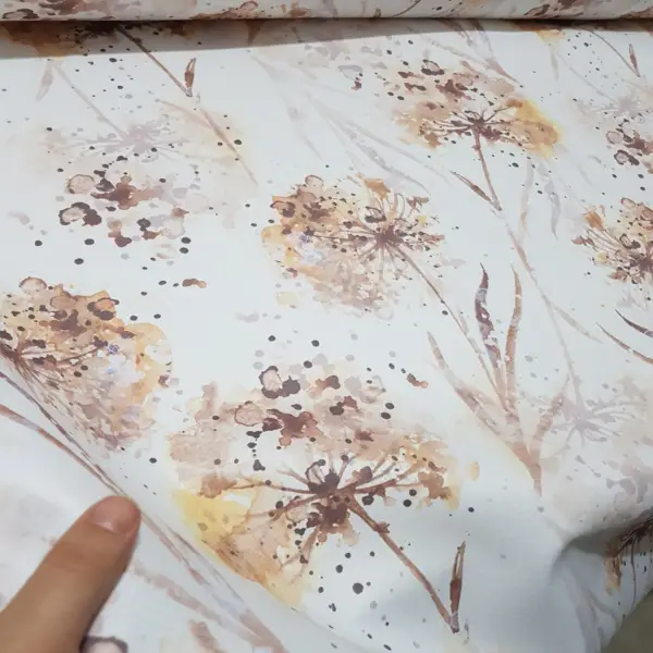 Mutfak Perdesi Kanat Fon Perde Çiçek Desenli- Beyaz