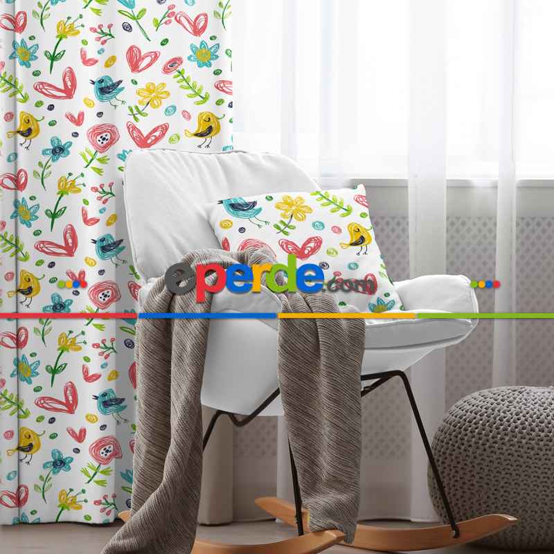 Çocuk Odası Fon Perde Evim 437 Kumaşı Kalındır Duck Bezi Değildir