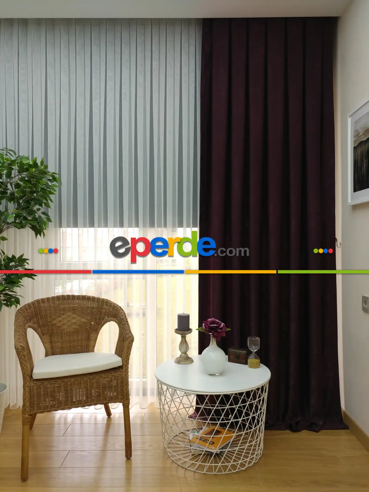 Soft Mürdüm Rengi Fon Perde Geniş En (285)- Mürdüm