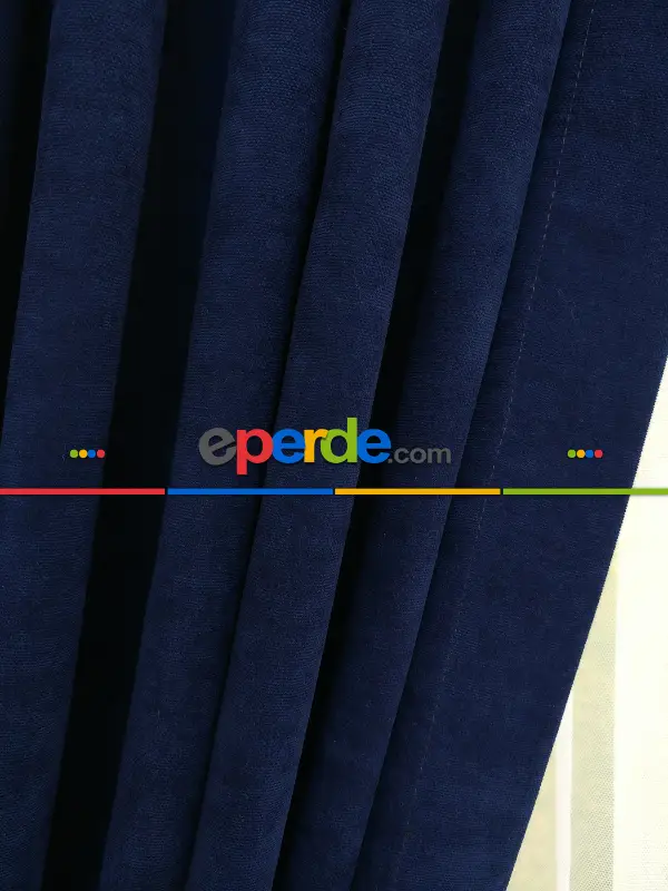 Salon Perdesi - Lacivert Düz Sade Fon Perde Dökümlü (  Dökümlü Fon )- Lacivert