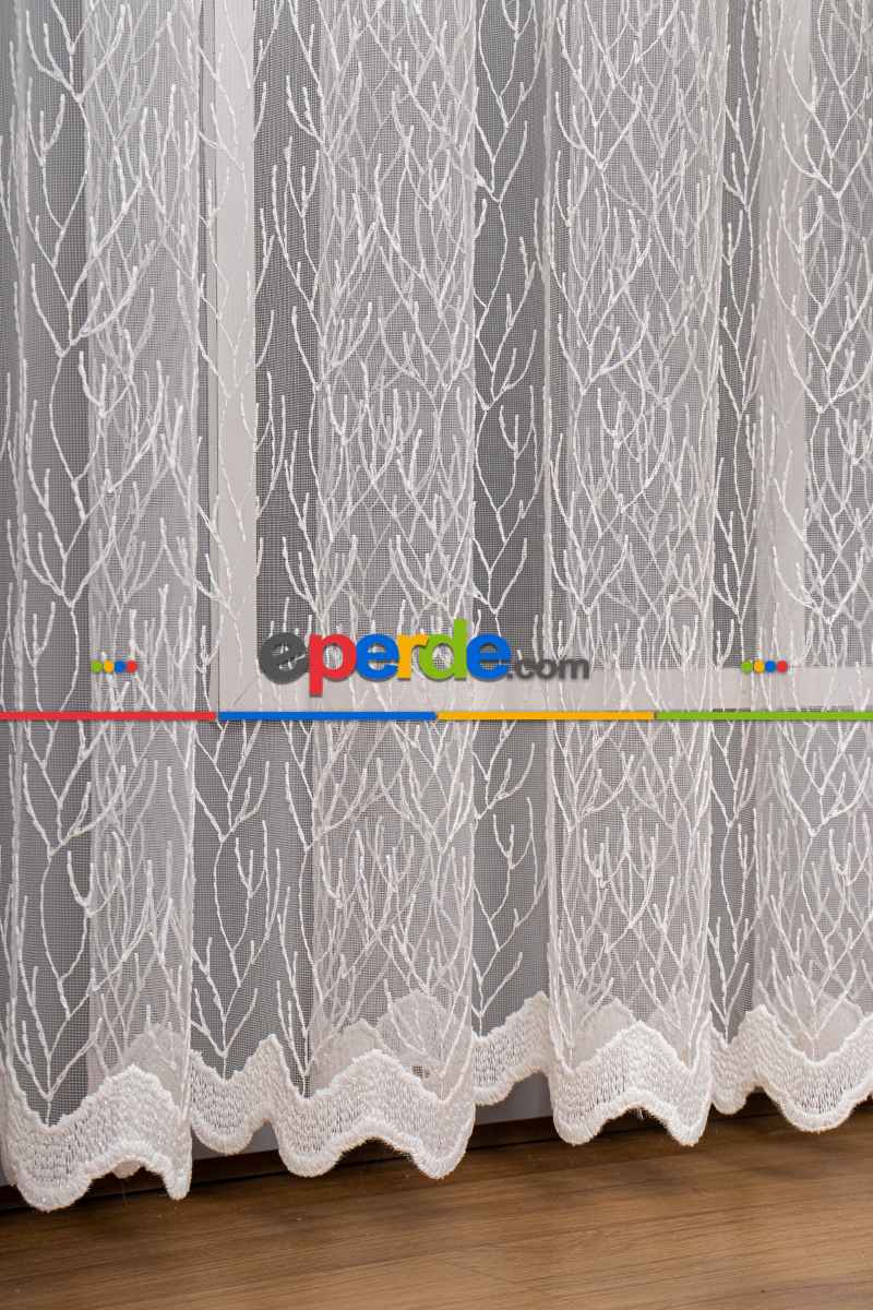 Yatak Odası - Kuru Dal Brode Tül Perde - Ekru