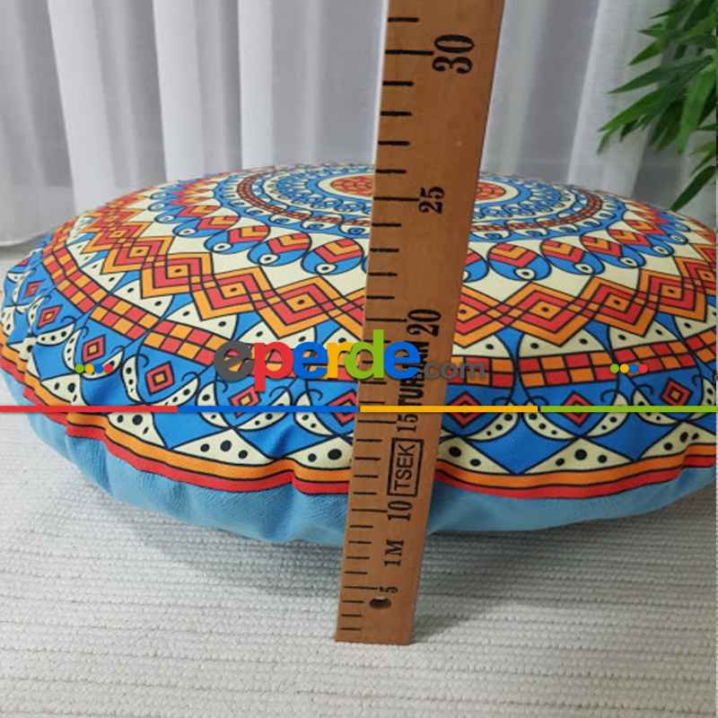 Mandala Yuvarlak Yer Minderi 45 Cm Çapında-  Çok Renkli 2