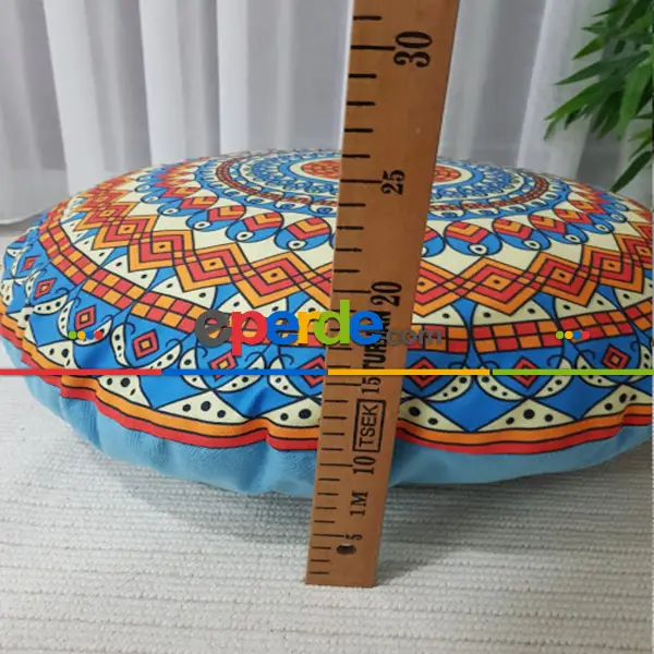 Mandala Yuvarlak Yer Minderi 45 Cm Çapında-  Çok Renkli 2