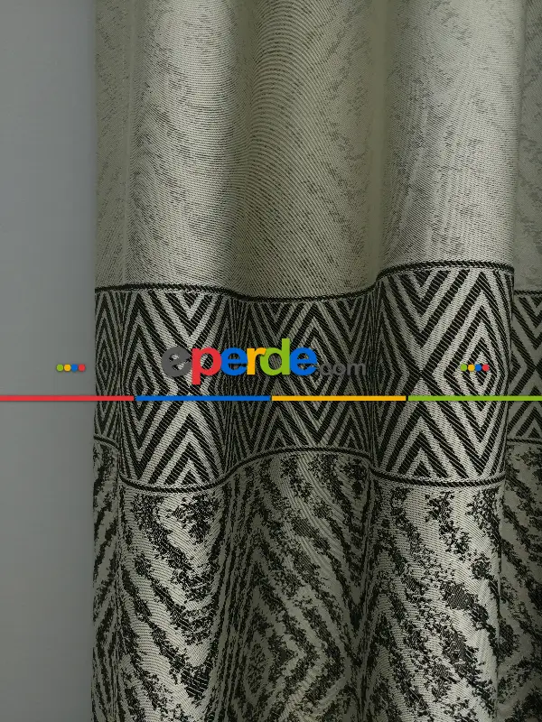 Modern Pano Fon Perde Bantlı Çift Renk - 501- Bej-füme-gri Açık