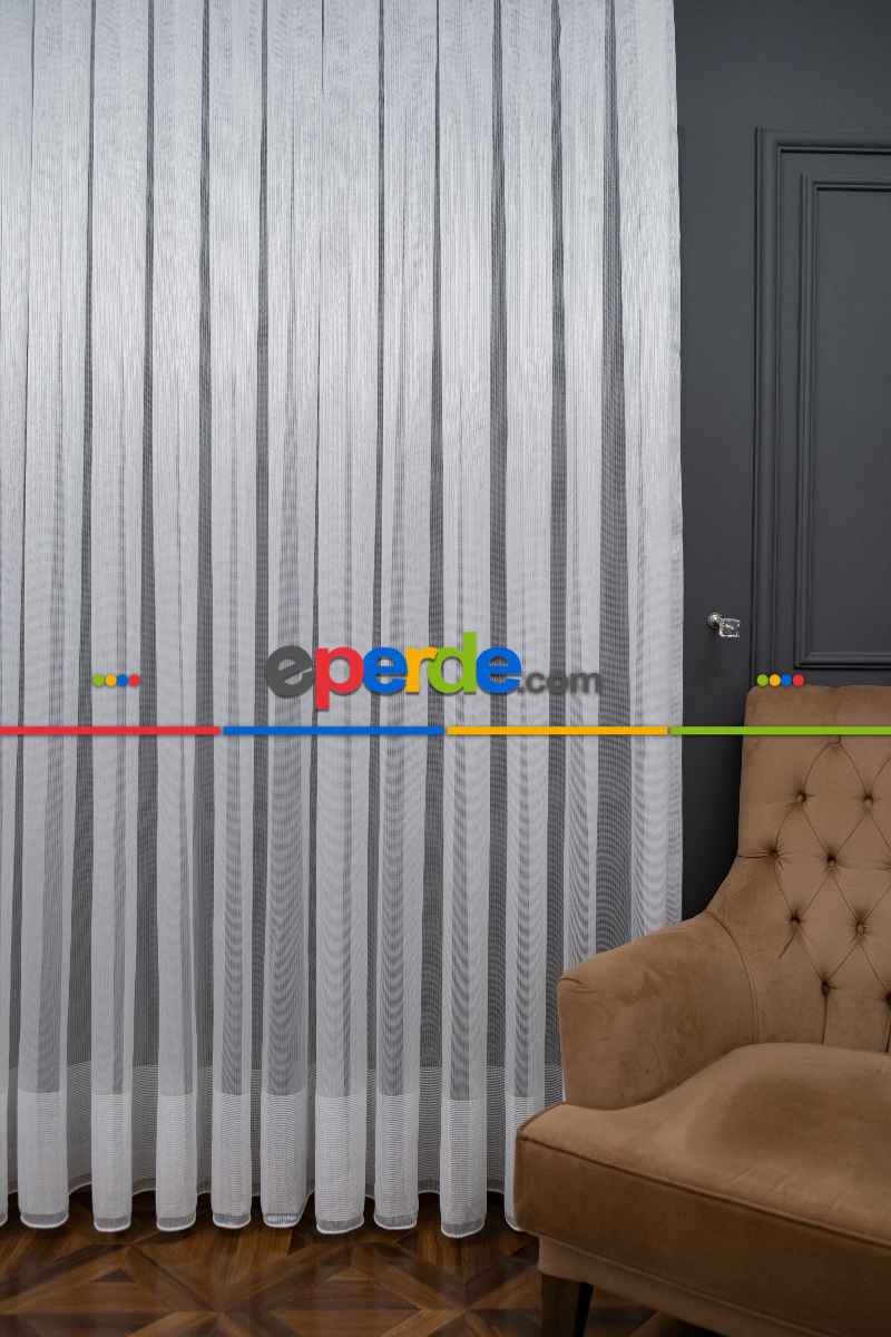 Yatak Odası - 2022 Etek Örme Bantlı Sugar Tül Perde 2165