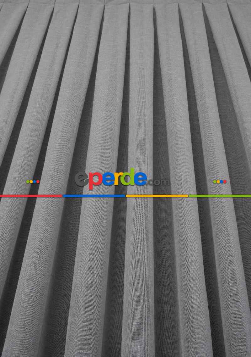 Natural Keten Tül Perde Gri - Kurşunlu Tül