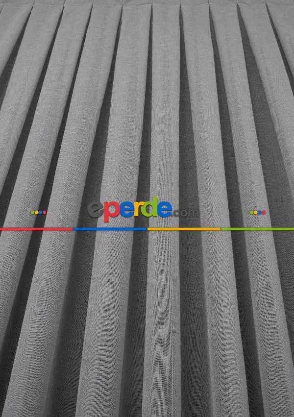 Natural Keten Tül Perde Gri