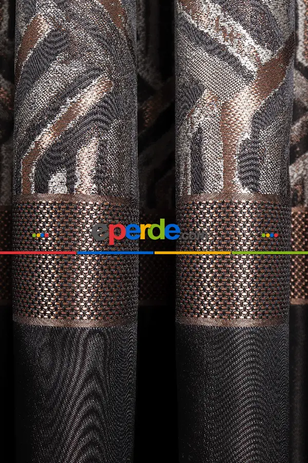 Yatak Odası - Lizbon Siyah-gold Pano Fon Perde