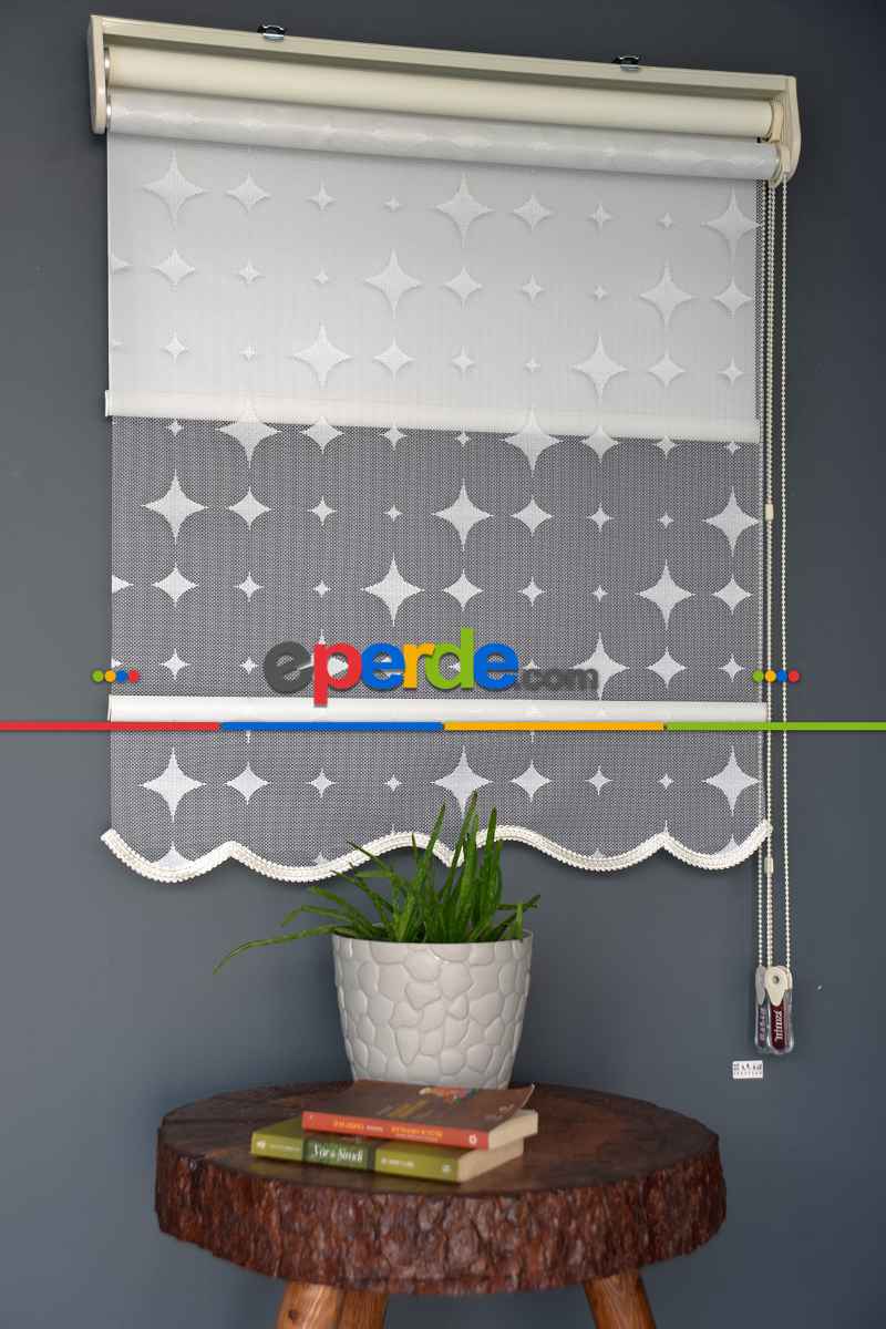 Halim Perdesan Dacuz-201 Beyaz Renk Etekli Veya Eteksiz Çift Mekanizmalı Tül Stor Perde