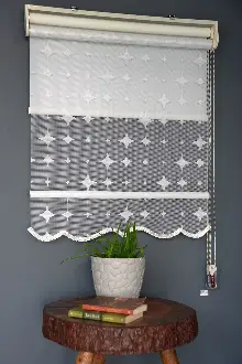 Halim Perdesan Dacuz-201 Beyaz Renk Etekli Veya Eteksiz Çift Mekanizmalı Tül Stor Perde