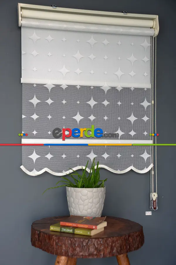 Halim Perdesan Dacuz-201 Beyaz Renk Etekli Veya Eteksiz Çift Mekanizmalı Tül Stor Perde