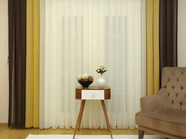 Tül Dikey Zebra Perde, 20 Renk- Kahverengi-Krem-Hardal Sarısı