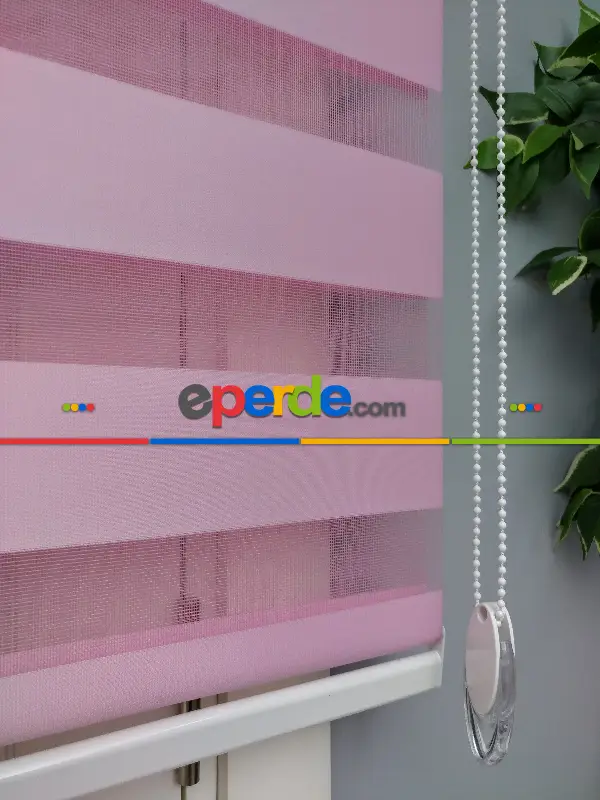 Pembe Zebra Perde - Düz Zebra Perde