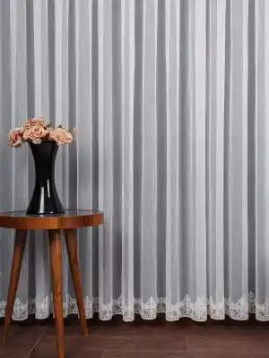 Etek Ucu Nakış İşlemeli Tül Perde