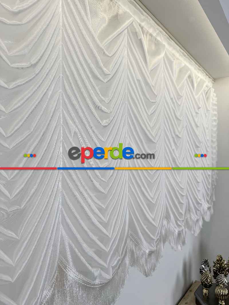 İtalyan Model Monalisa Saçaklı Tül Perde, Premium Kalite Seri