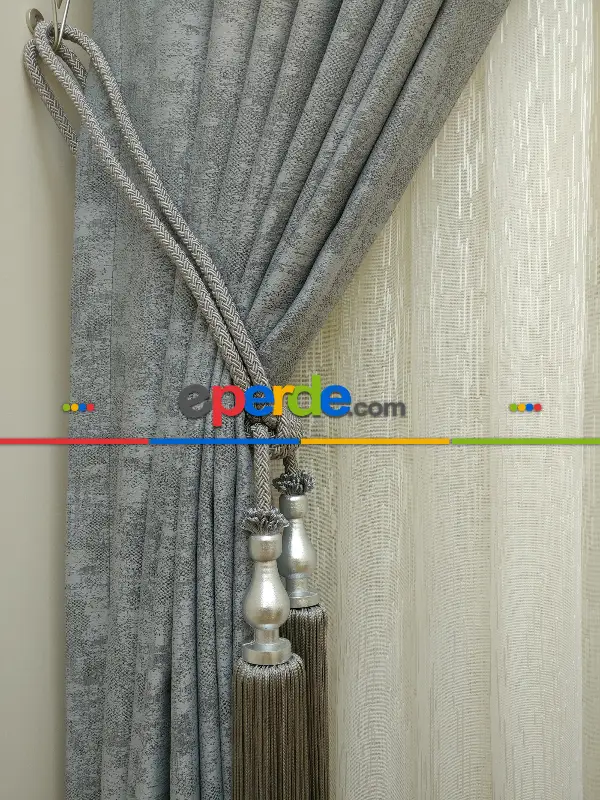 Gri - Düz Jakar Fon Perde (180)- Gri-füme-antrasit