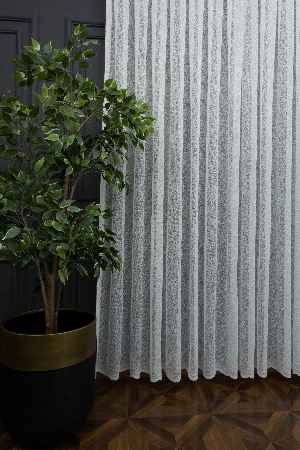 Salon Fransız Dantel Tül - Buzlu Zemin - Ütü İstemez- Ekru