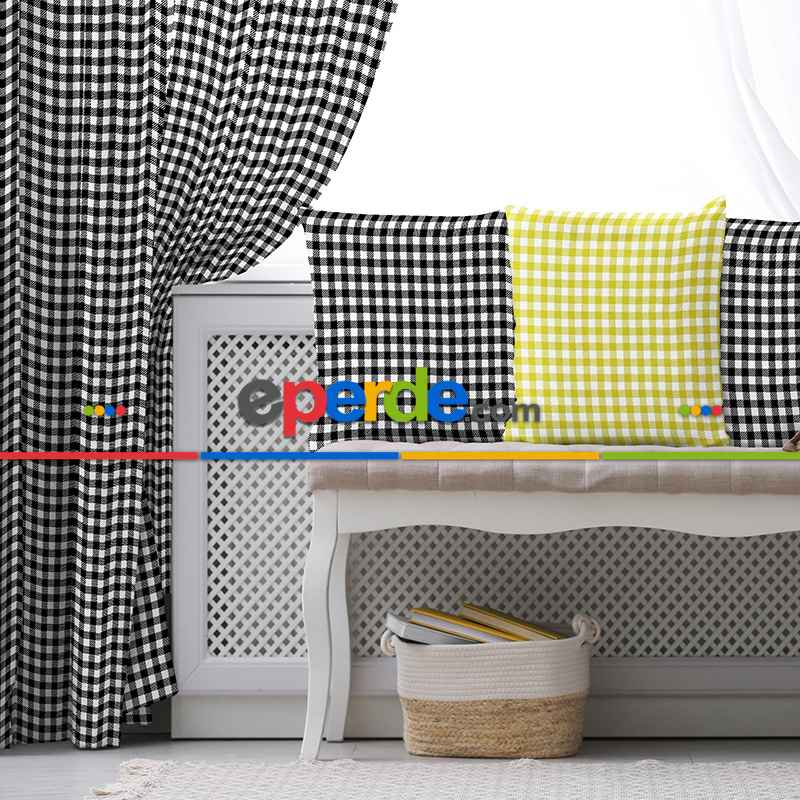 Salon Fon Perde Evim1619-1 Kumaşı Kalındır Duck Bezi Değildir- Mavi-beyaz