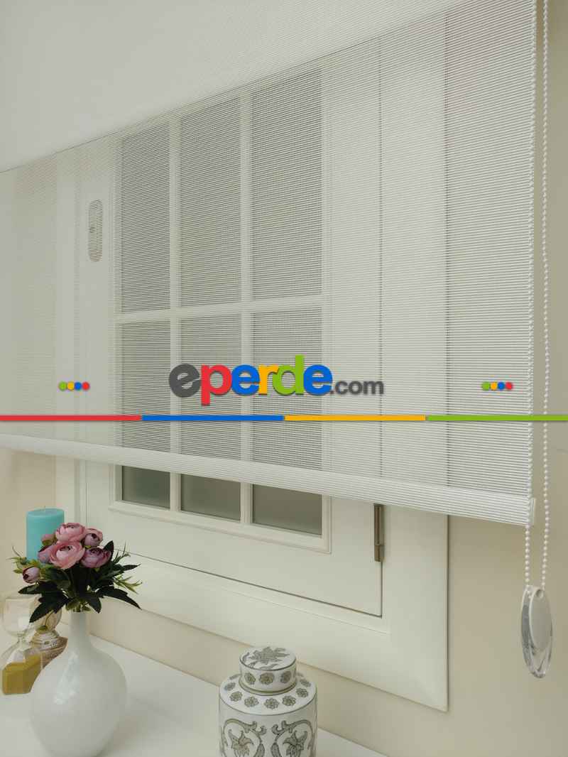 Bambu Tül Stor - Çiftli Sistem Tül Stor Perde (bamboo)- Ekru