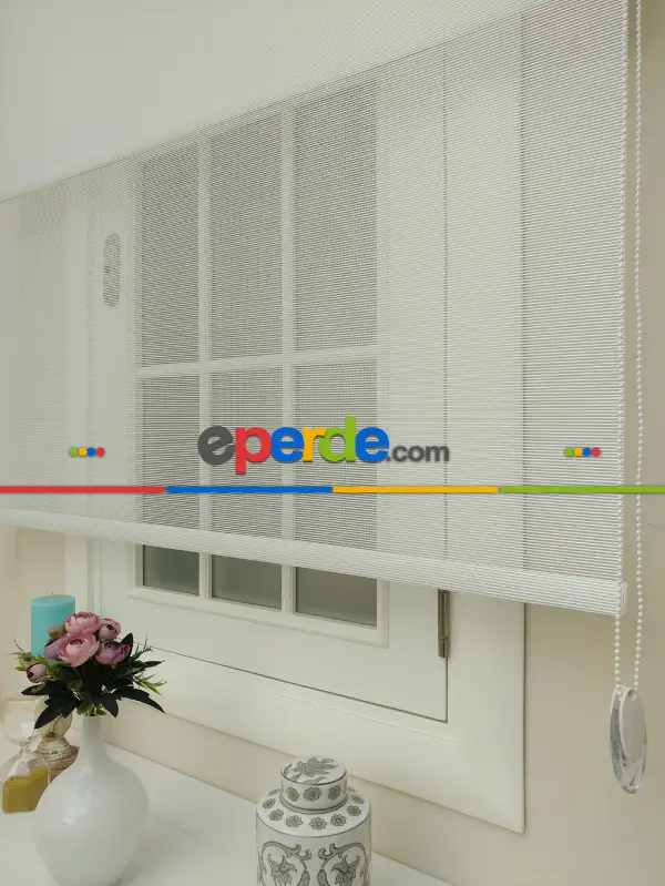 Oturma Odası - Bambu Tül Stor - Çiftli Sistem Tül Stor Perde (bamboo)- Ekru