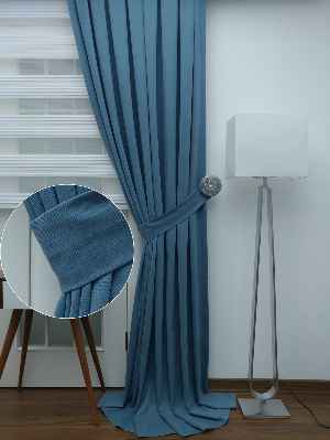 Mavi Düz Fon Perde (280 Eninde)- Mavi